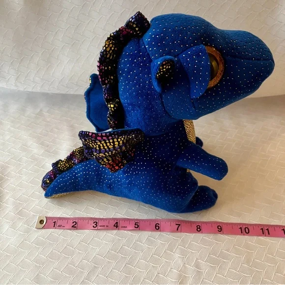 Ty Saffire Dragon Plush Blue Meallic Gold 9 in. Fantasy Cute Colorful - Picture 8 of 8
